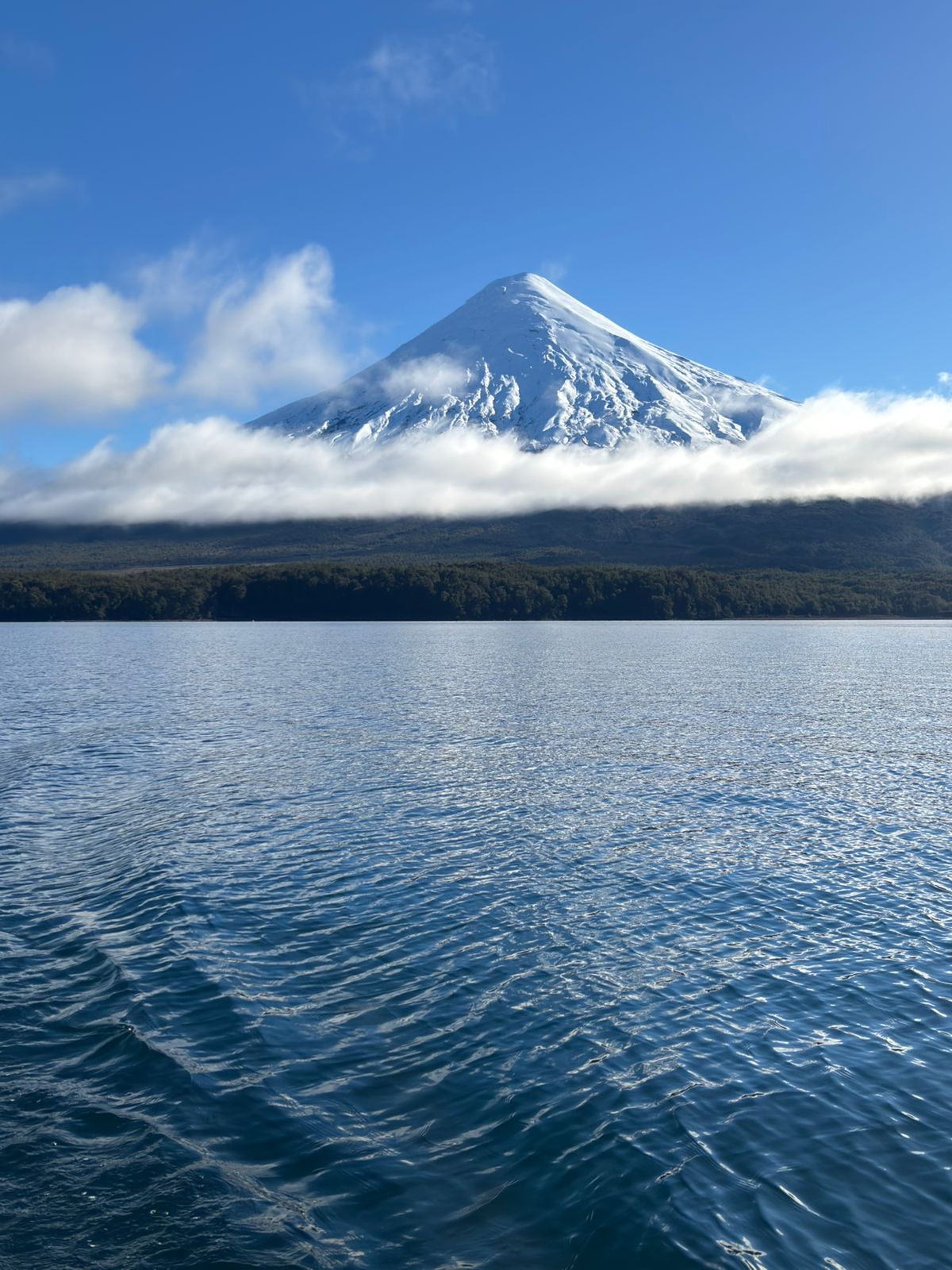 Osorno volcano over a lake in Chile