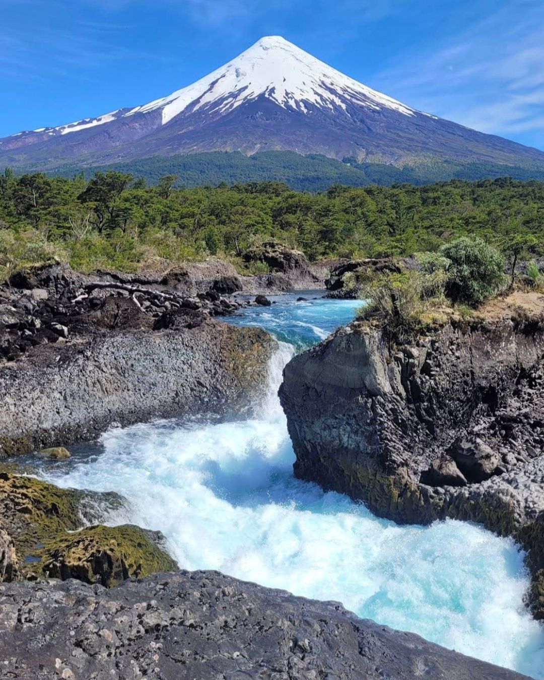 Volcano and river in Chile